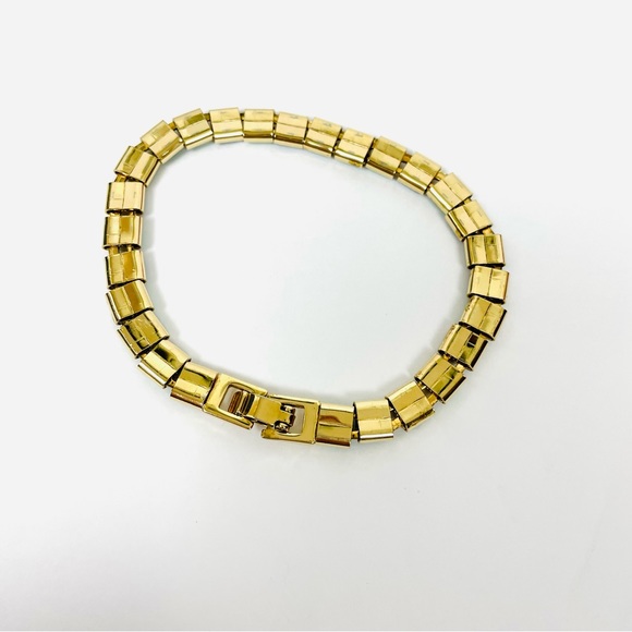 Gold Tone Green & Navy Bracelet - Picture 4 of 5